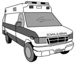 Line drawing of an ambulance.
