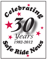 The official Safe Ride News 30-year logo.