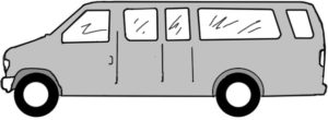 Line drawing of a 15-passenger Van.
