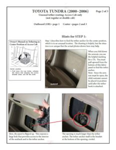 LATCH Gallery - Tether Anchor: Toyota Tundra Access Cab, page 2 of 3.