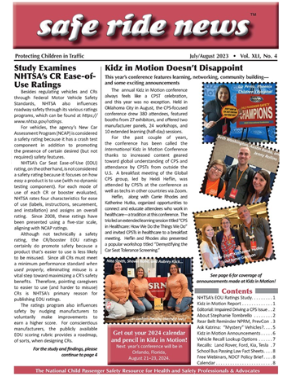 A Safe Ride News product, the front page of a Safe Ride News Newsletter.