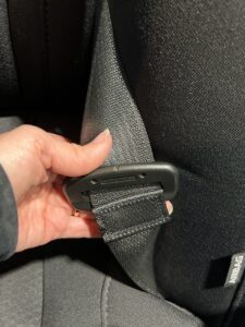 A latchplate stop on a seat belt, this is a webbing-style.